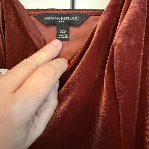 Banana Republic Rust Velvet Cami Top Adjustable Straps Fitted XS - Picture 5 of 11
